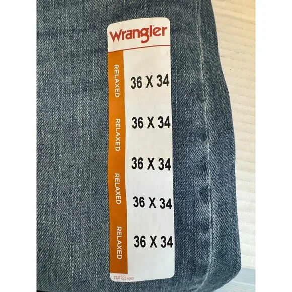 NWT Wrangler 36X34 Mens Relaxed Fit Jeans Blue Denim Classic Style - Picture 7 of 12